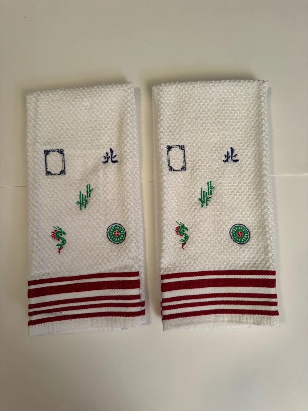 Mahjong Embroidered Hand Towels